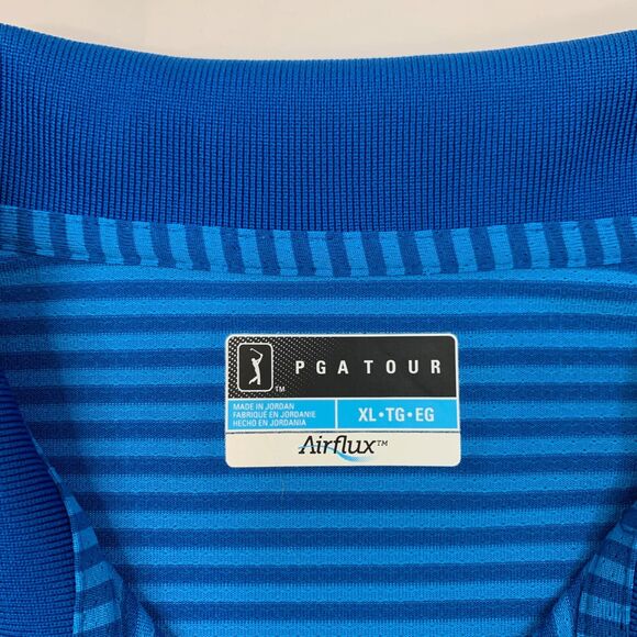 PGA Tour Polo Shirt Mens XL Extra Large Pacific Airflux Striped Performance Golf - Picture 4 of 11